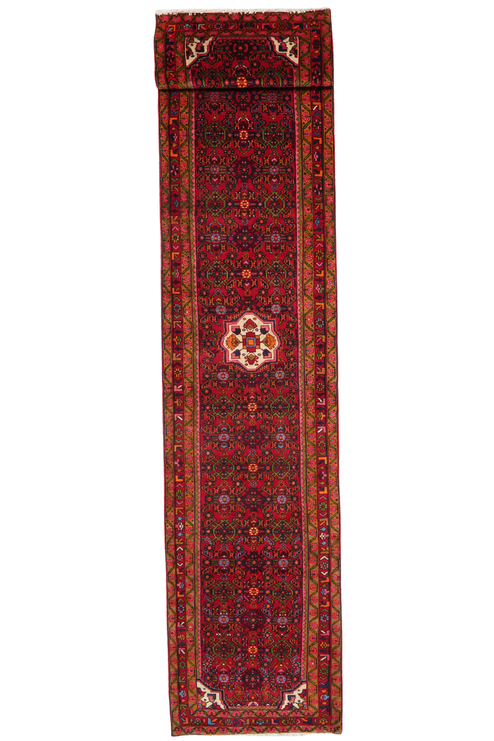 Hosseinabad — Handgefertigt, 434x92 cm, Rot, 100% Virgin Wool | Main view