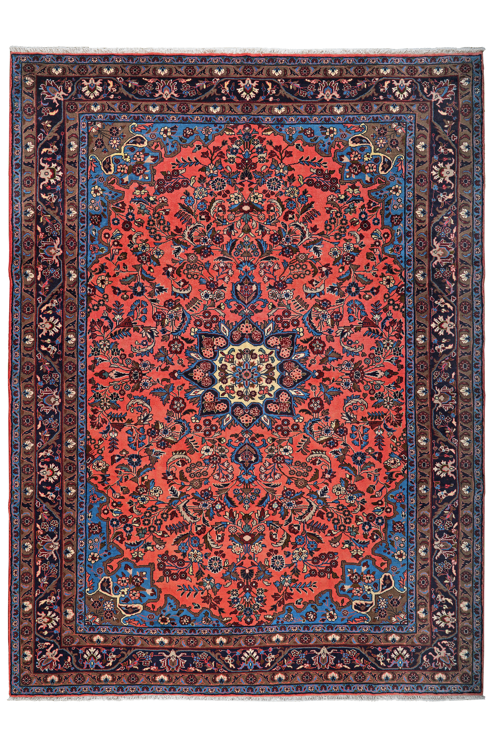 Mehreban — Handgefertigt, 295x213 cm, Blau, 100% Virgin Wool | Main view