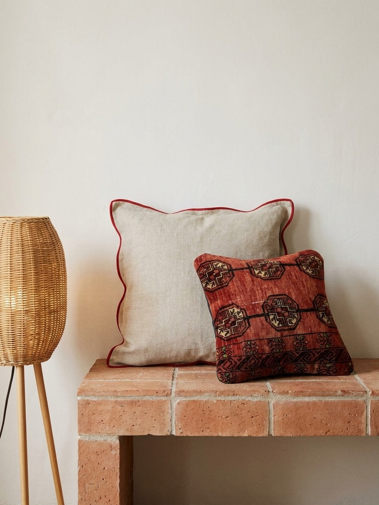 Kelim Coussin · Fait main – Multicolore, 40x40 cm, envers