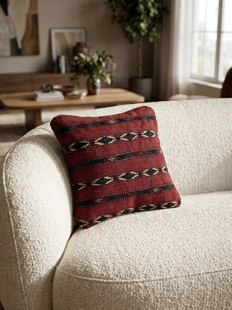 Kelim Cuscino · Fatto a mano – Multicolore, 40x40 cm, dettaglio