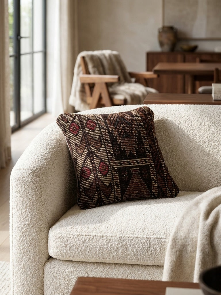 Kelim Coussin · Fait main – Multicolore, 40x40 cm, vue de détail