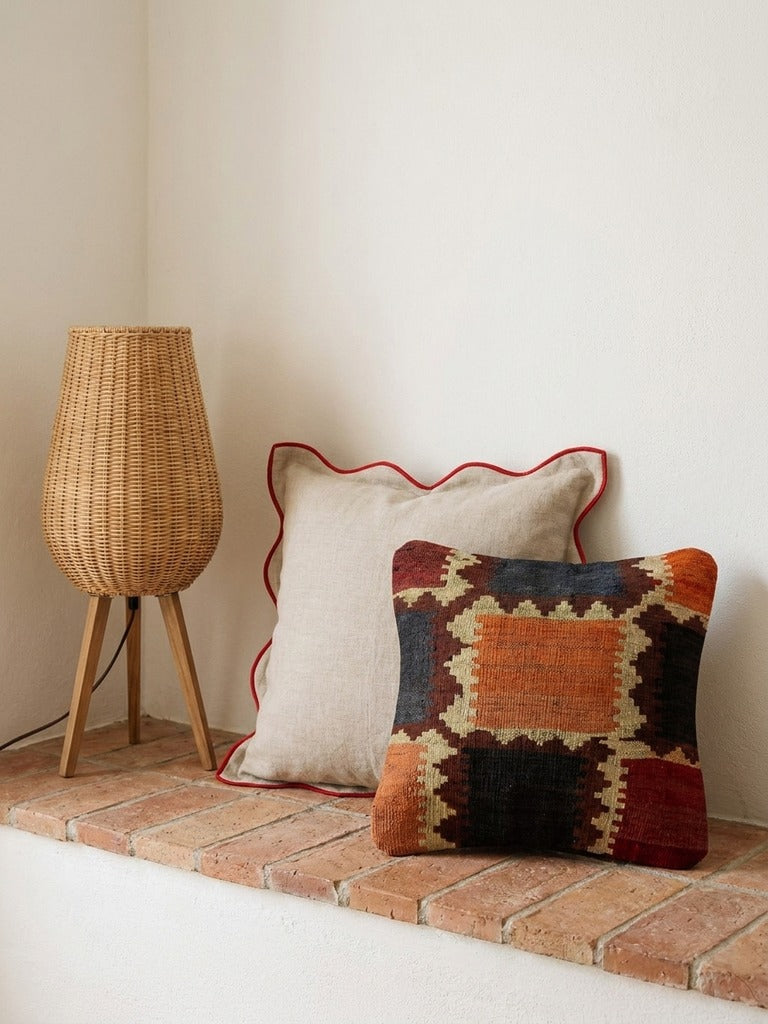 Kelim Coussin · Fait main – Multicolore, 40x40 cm, envers
