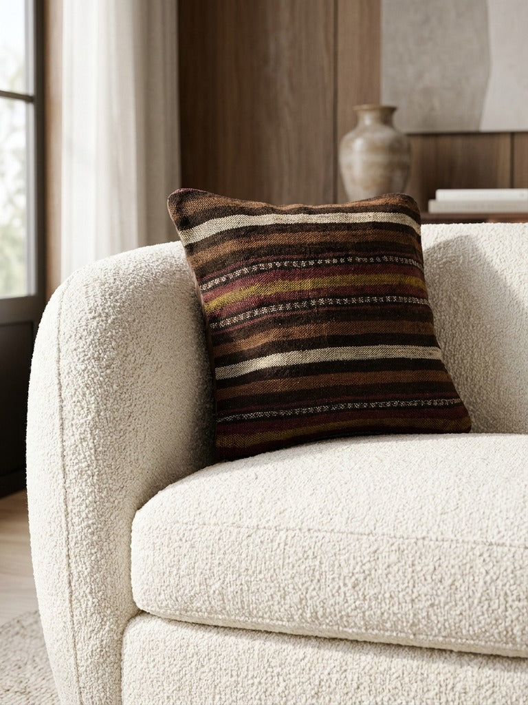 Kelim Coussin · Fait main – Multicolore, 40x40 cm, vue de détail