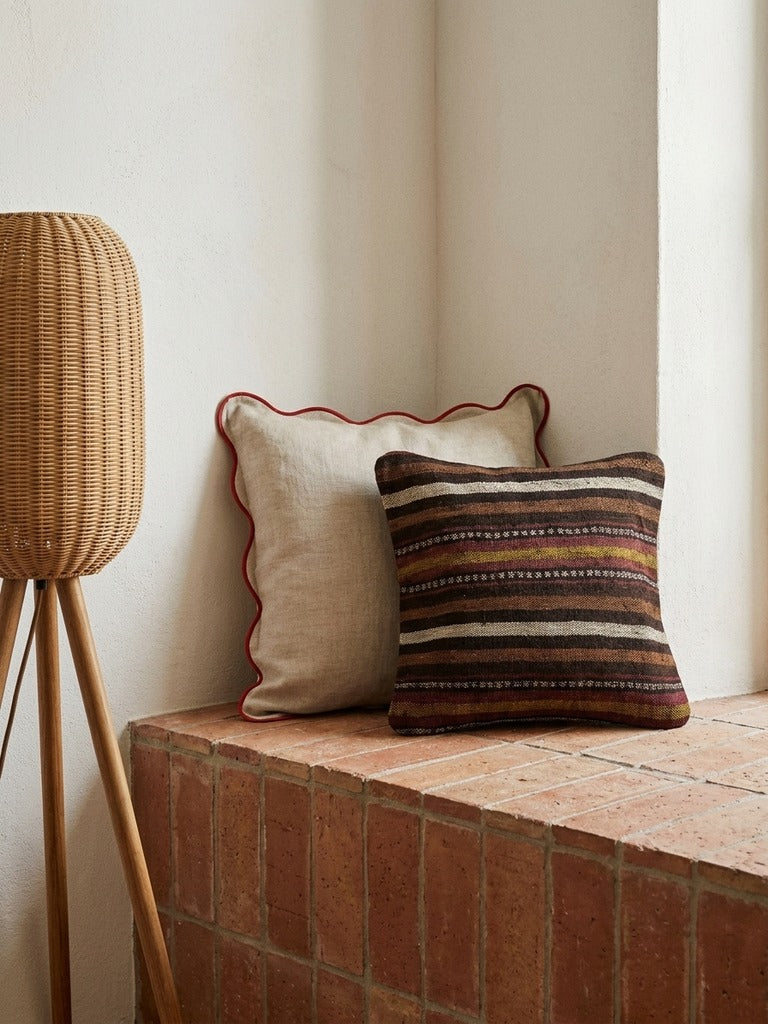 Kelim Coussin · Fait main – Multicolore, 40x40 cm, envers