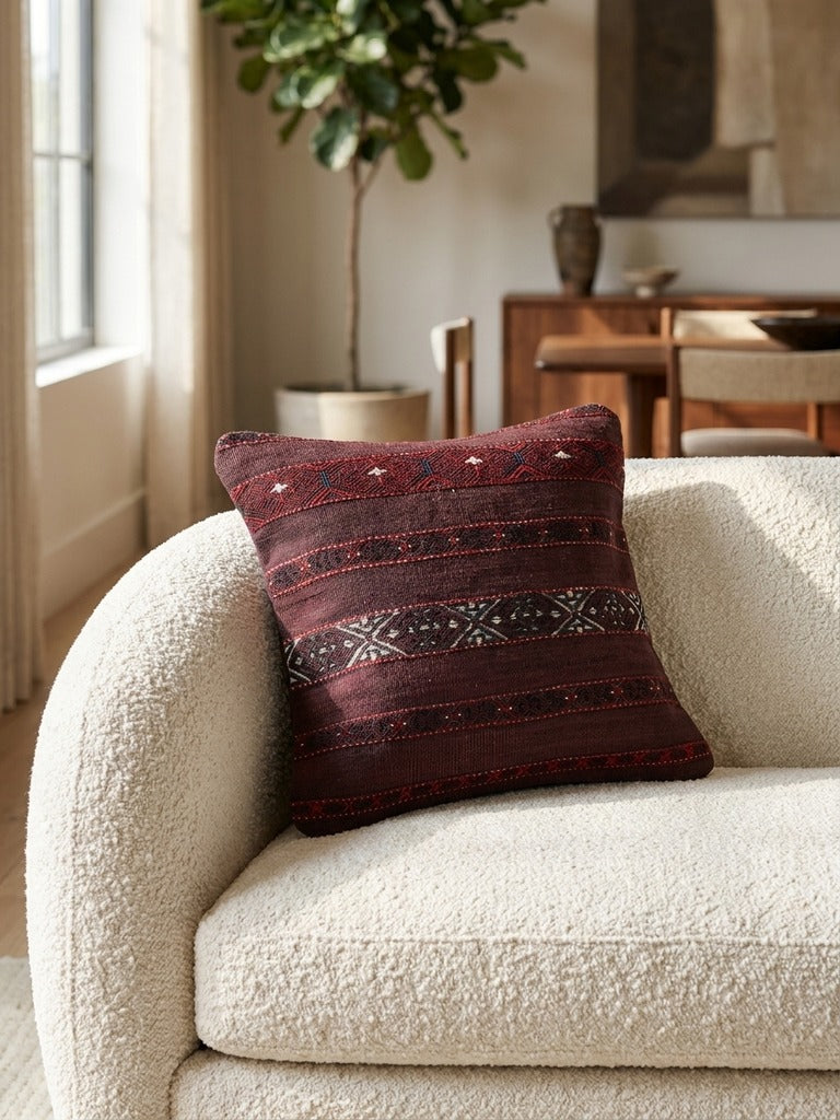 Kelim Coussin · Fait main – Multicolore, 40x40 cm, vue de détail