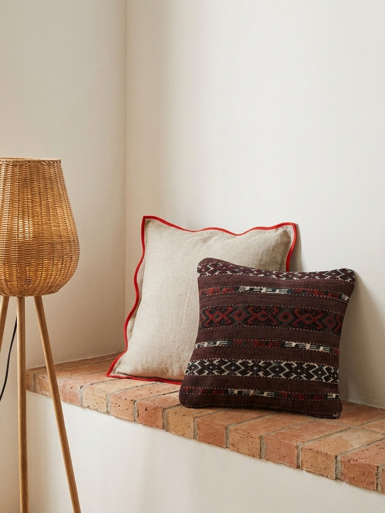 Kelim Coussin · Fait main – Multicolore, 40x40 cm, envers