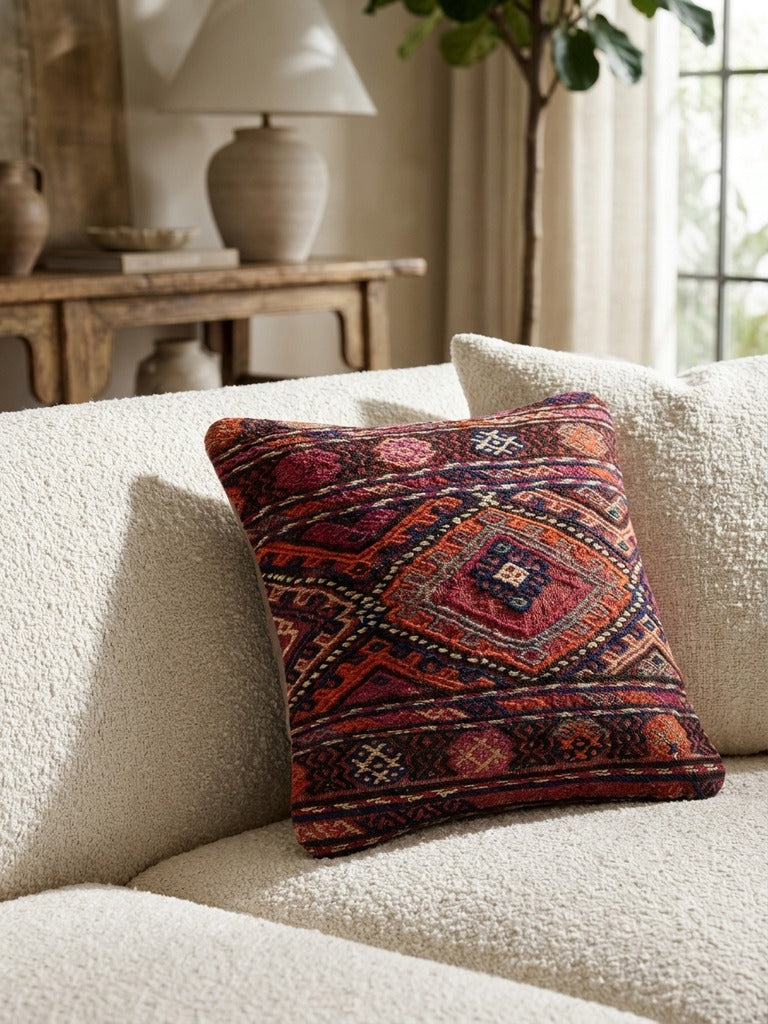 Kelim Coussin · Fait main – Multicolore, 40x40 cm, vue de détail