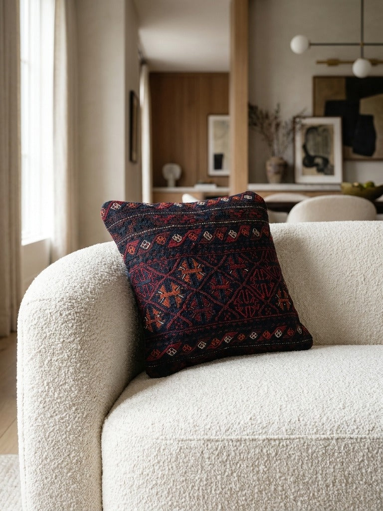 Kelim Coussin · Fait main – Multicolore, 40x40 cm, vue de détail