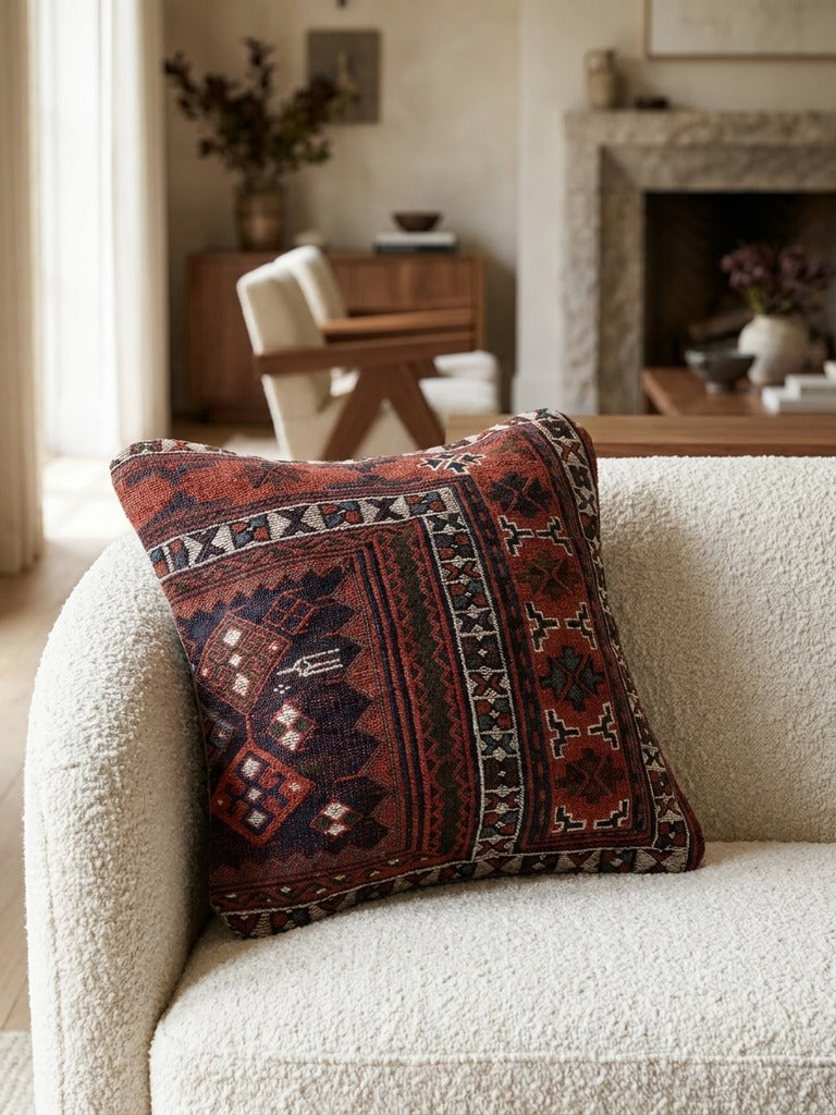 Kelim Coussin · Fait main – Multicolore, 40x40 cm, vue de détail