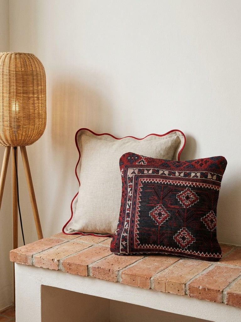 Kelim Coussin · Fait main – Multicolore, 40x40 cm, envers