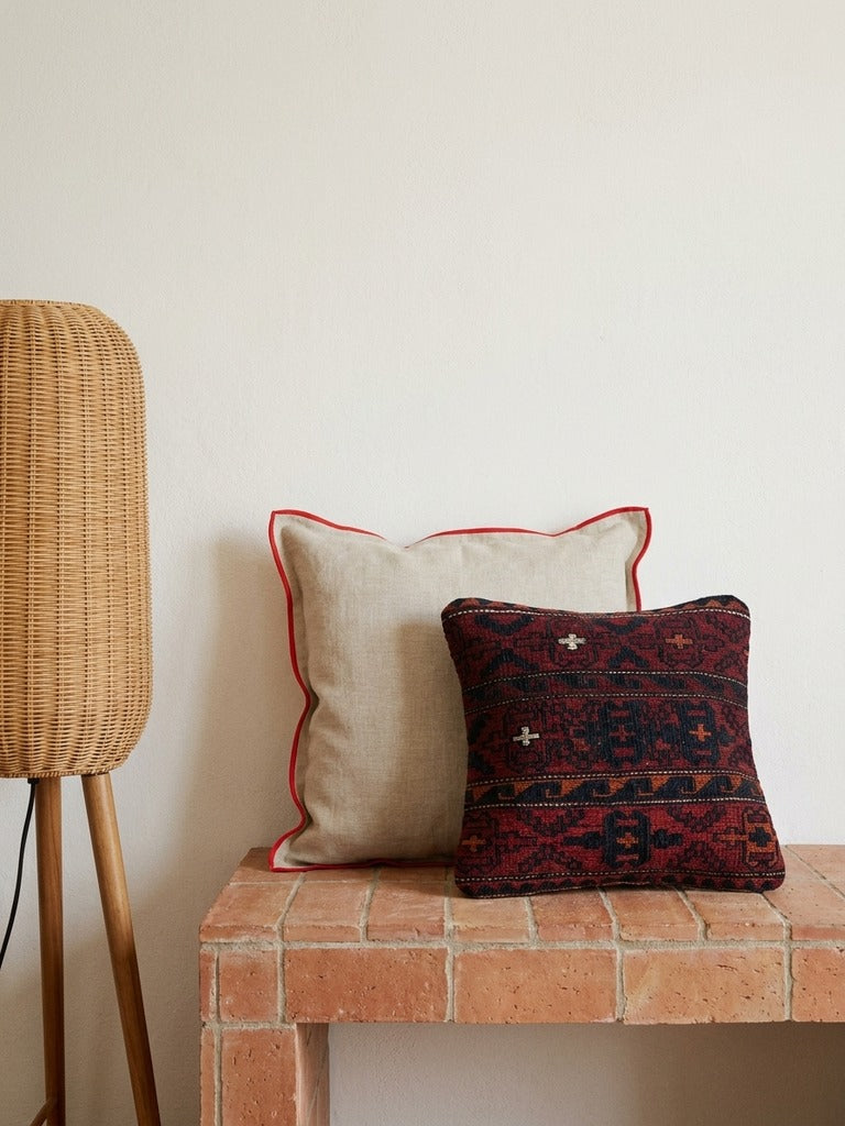Kelim Coussin · Fait main – Multicolore, 40x40 cm, envers