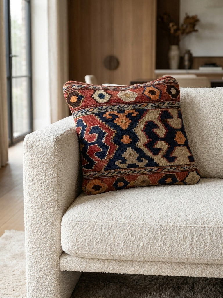 Kelim Coussin · Fait main – Multicolore, 40x40 cm, vue de détail