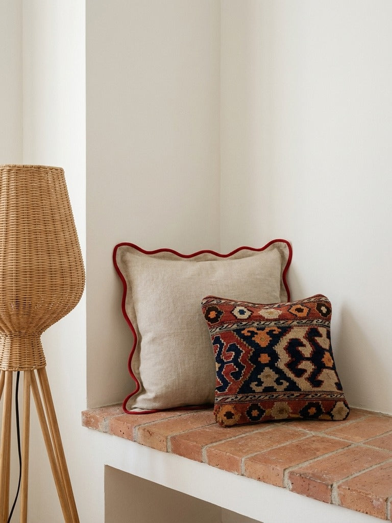 Kelim Coussin · Fait main – Multicolore, 40x40 cm, envers