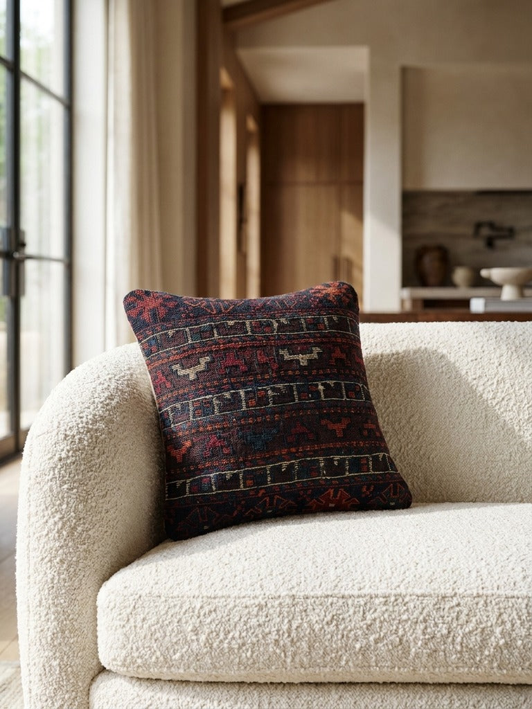Kelim Coussin · Fait main – Multicolore, 40x40 cm, vue de détail