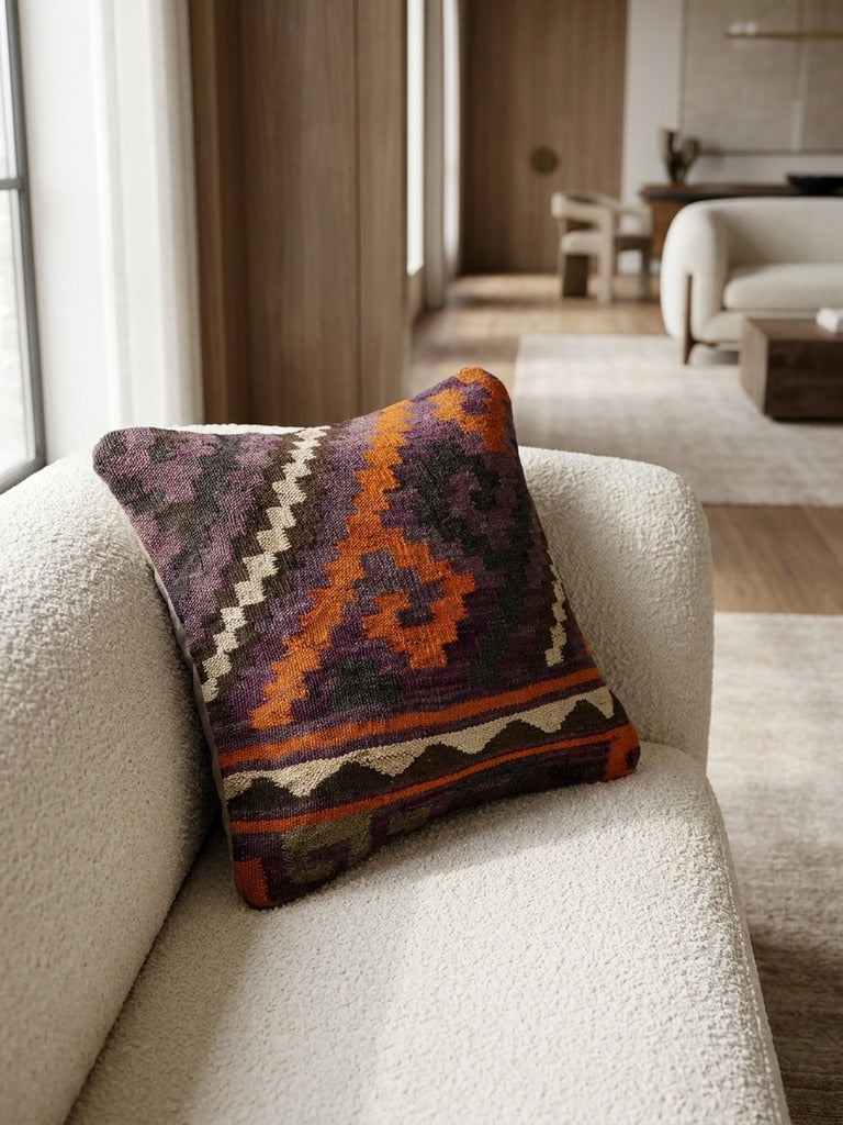 Kelim Coussin · Fait main – Multicolore, 40x40 cm, vue de détail
