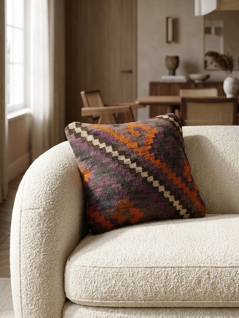 Kelim Cushion · Handcrafted – Multicolour, 40x40 cm, detail view