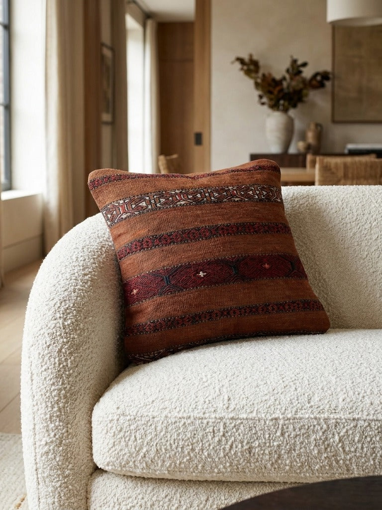 Kelim Coussin · Fait main – Multicolore, 40x40 cm, vue de détail