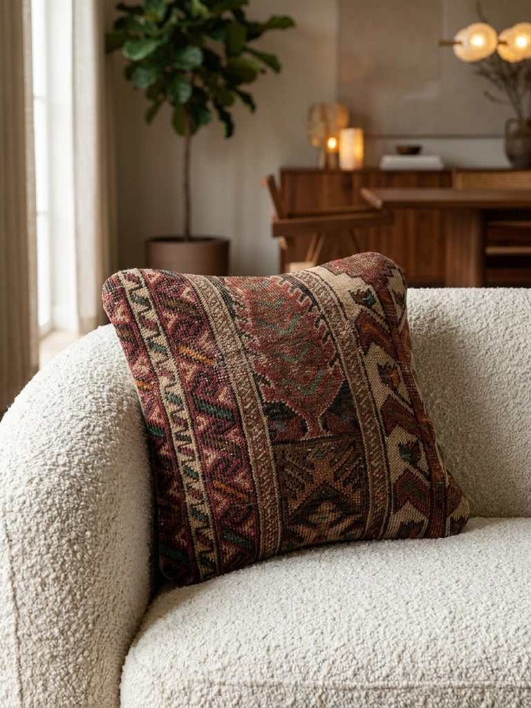 Kelim Cushion · Handcrafted – Multicolour, 40x40 cm, detail view