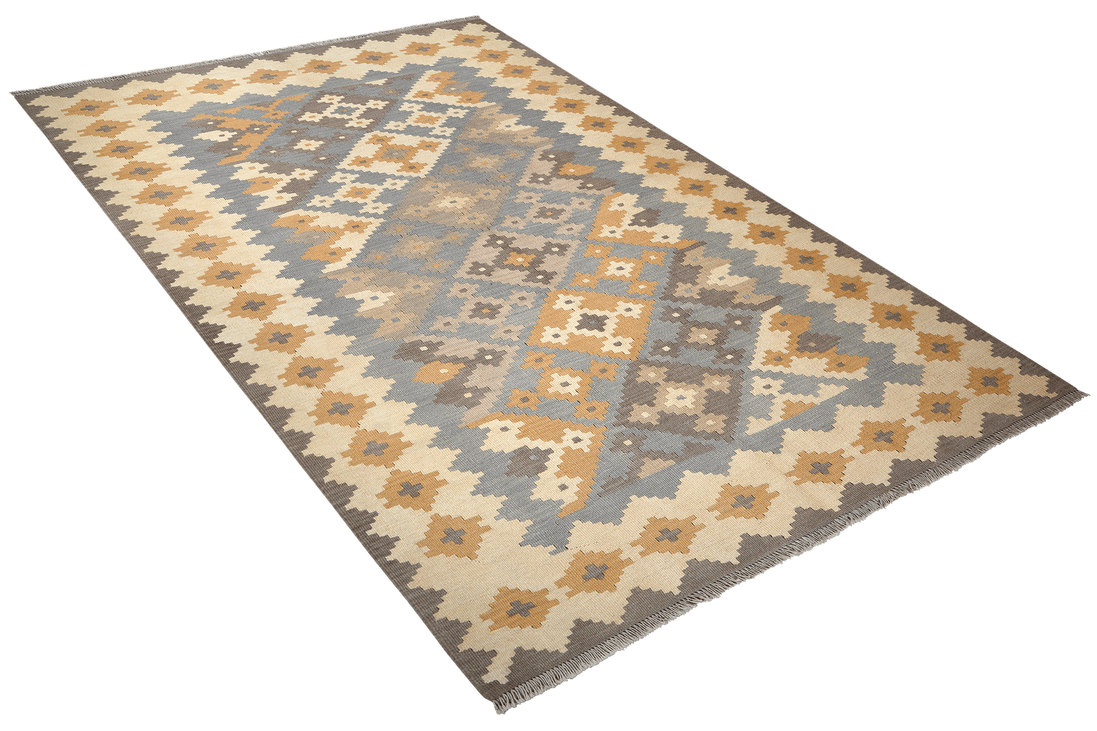 Kelim Gashgai — Handmade, 166x232 cm, Grey, 100% Virgin Wool | View 4