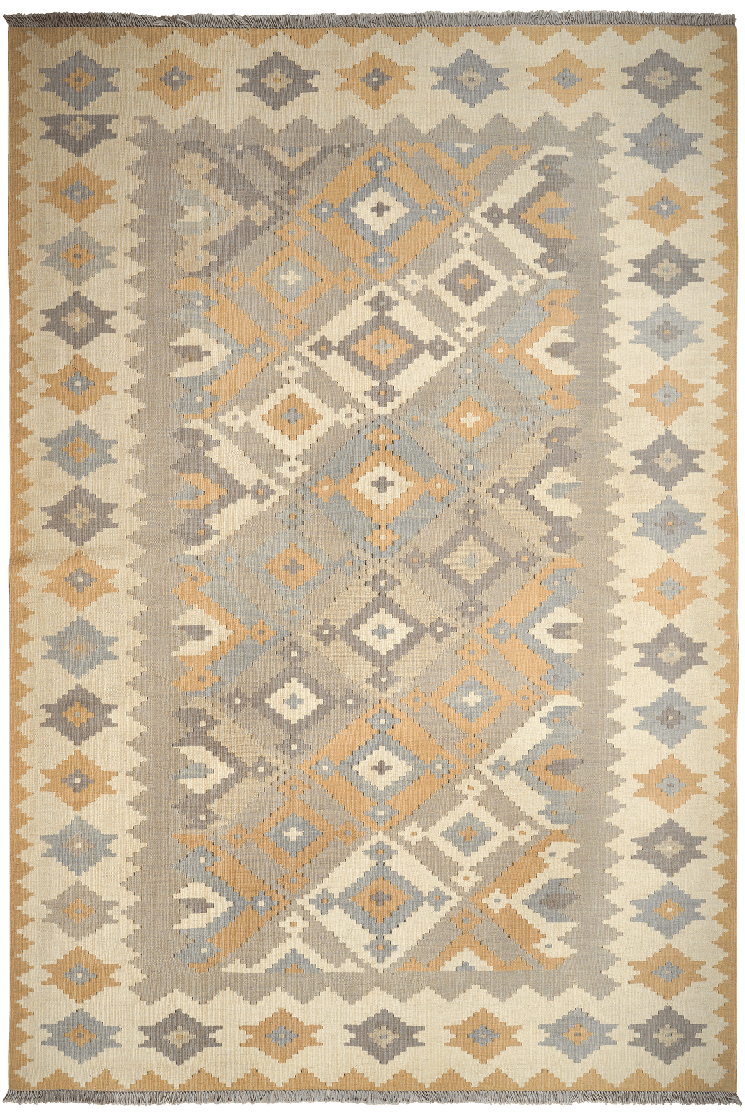 Kelim Gashgai — Handmade, 205x300 cm, Grey, 100% Virgin Wool | Main view