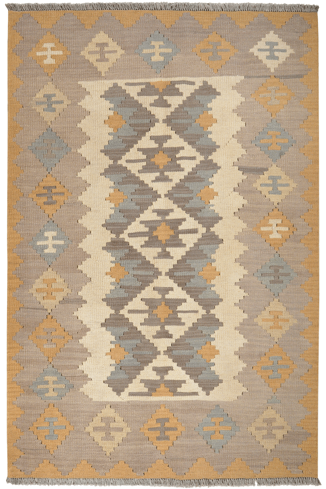 Kelim Gashgai — Handmade, 122x185 cm, Beige, 100% Virgin Wool | Main view