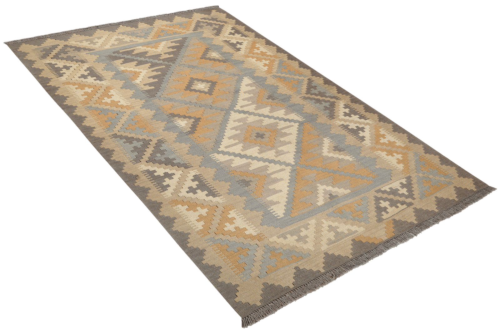 Kelim Gashgai — Handmade, 118x178 cm, Grey, 100% Virgin Wool | View 4
