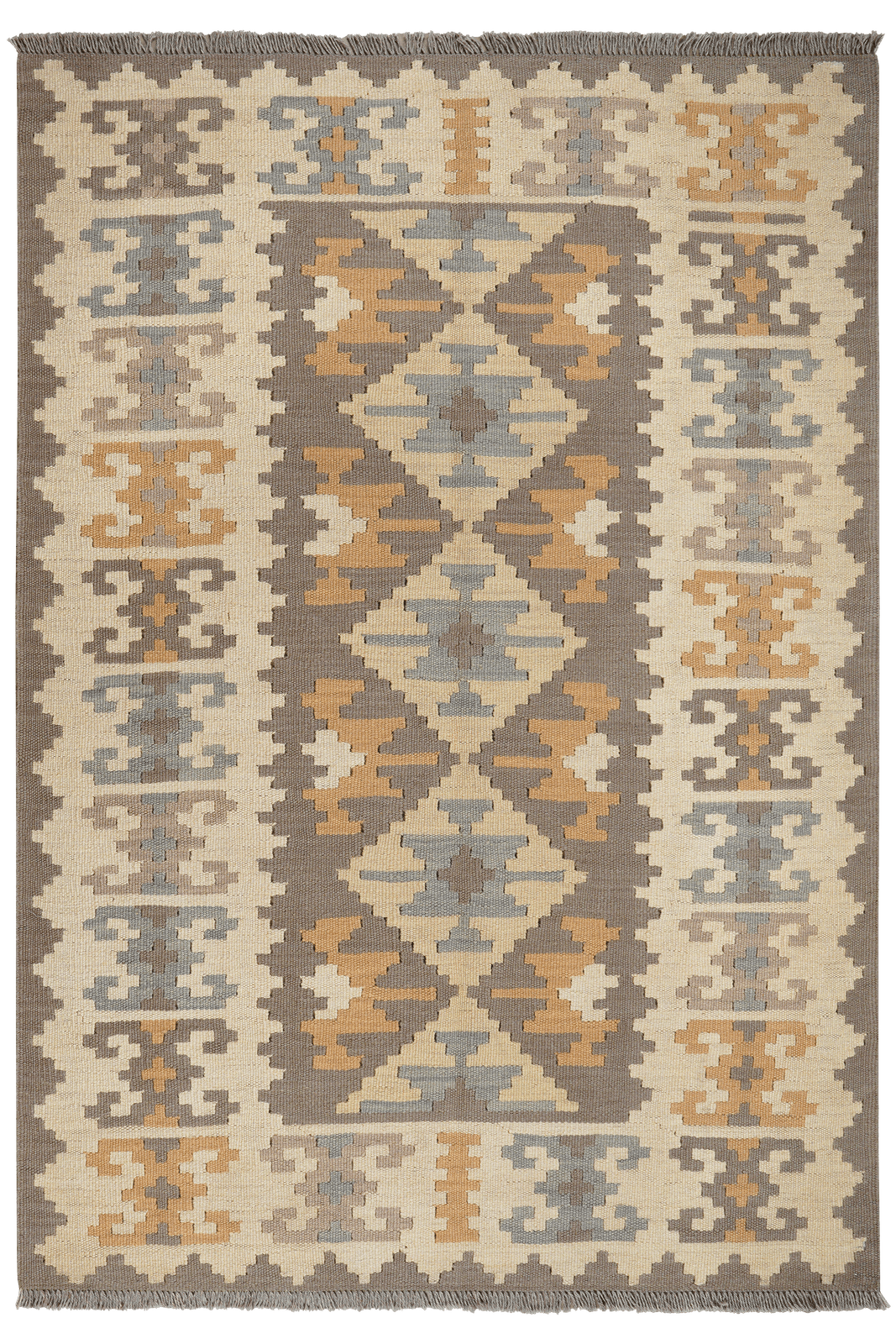 Kelim Gashgai — Handmade, 119x173 cm, Grey, 100% Virgin Wool | Main view