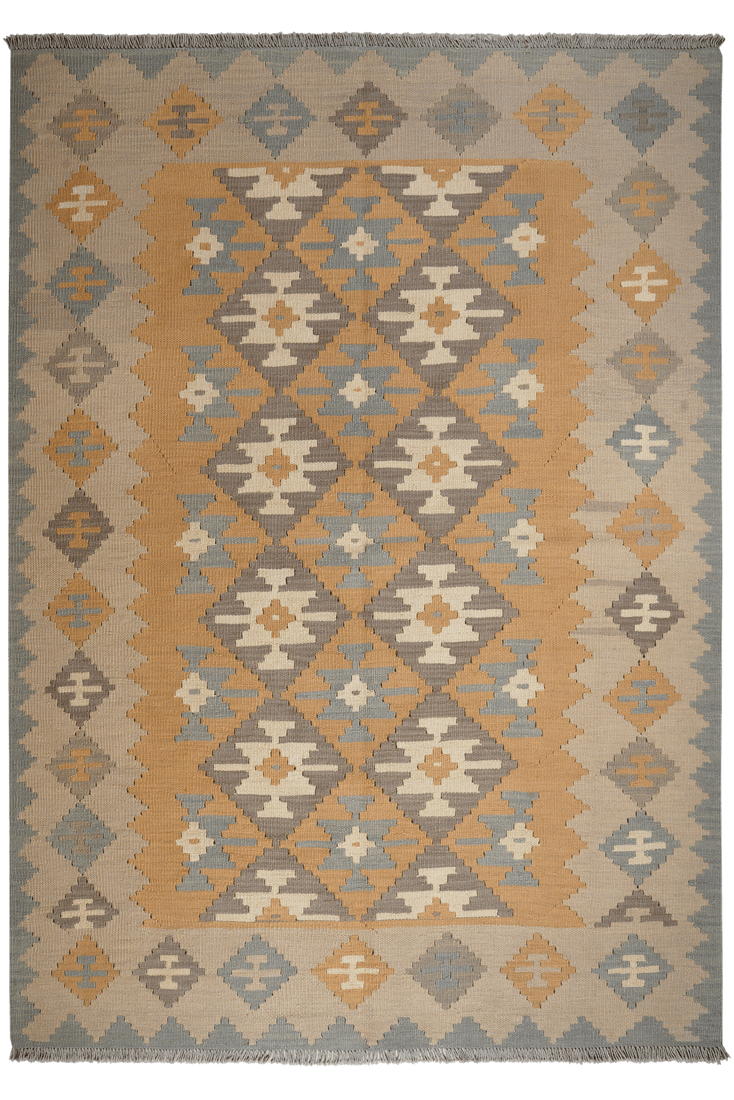 Kelim Gashgai — Handmade, 170x238 cm, Yellow, 100% Virgin Wool | Main view
