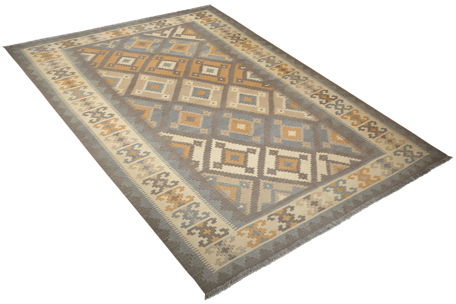 Kelim Gashgai — Handmade, 188x247 cm, Grey, 100% Virgin Wool | View 4