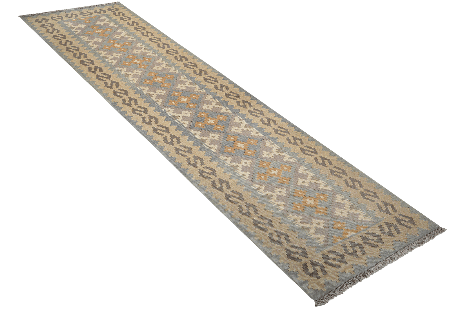 Kelim Gashgai — Handmade, 82x294 cm, Grey, 100% Virgin Wool | View 4
