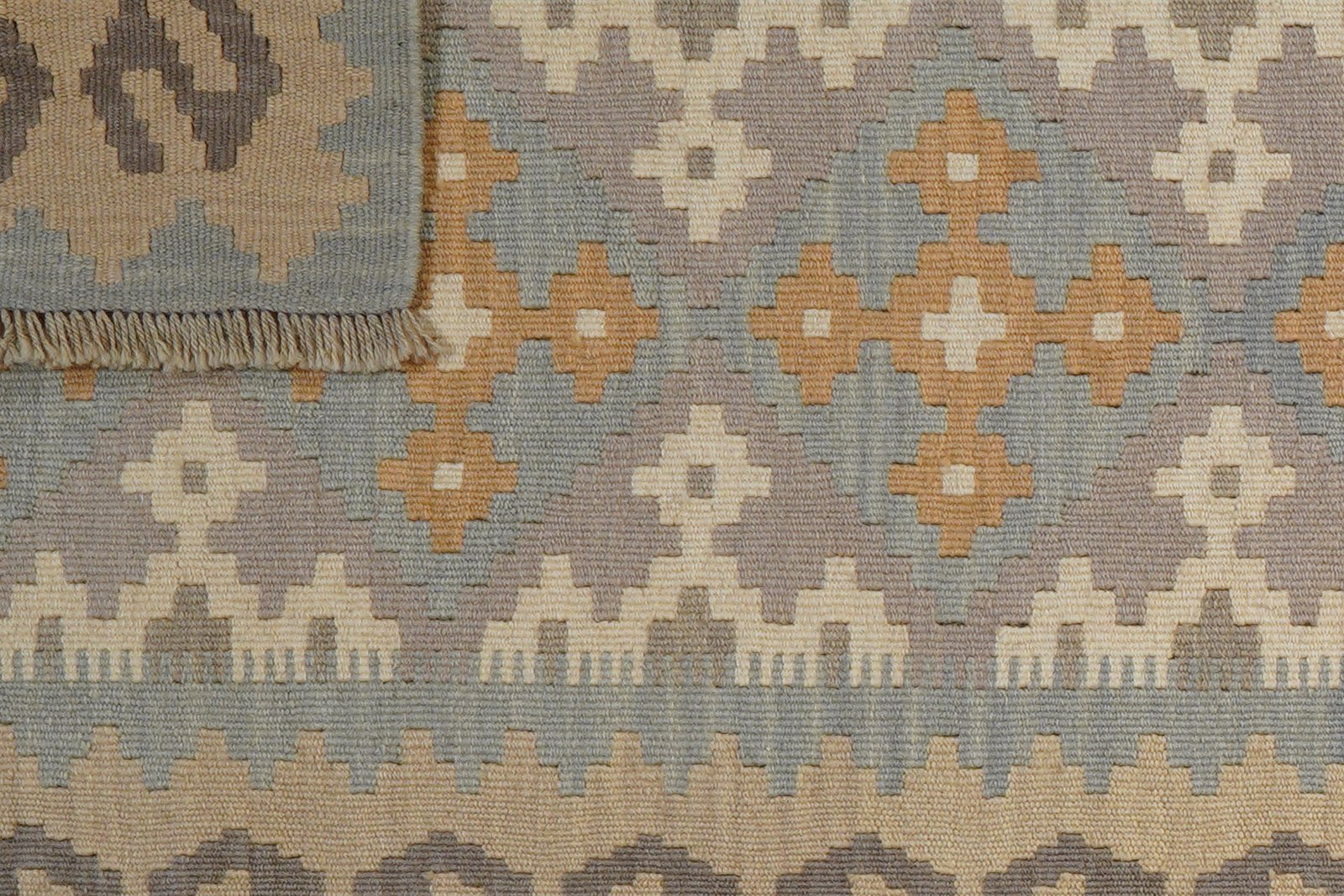 Kelim Gashgai — Handmade, 82x294 cm, Grey, 100% Virgin Wool | View 6