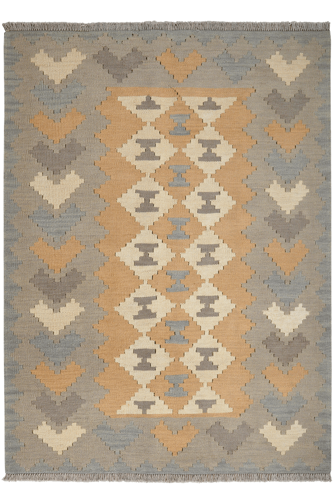 Kelim Gashgai — Handmade, 120x166 cm, Beige, 100% Virgin Wool | Main view