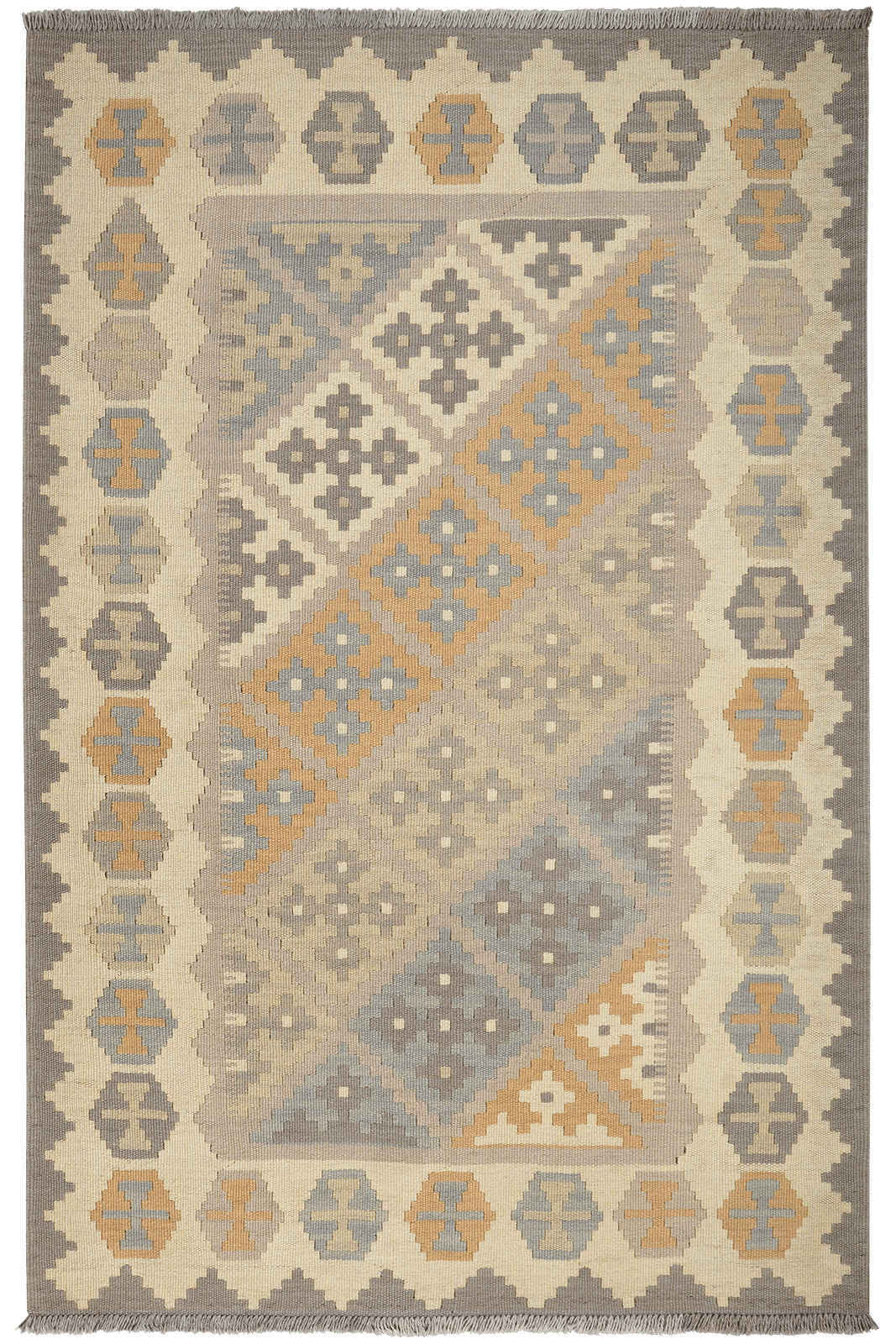 Kelim Gashgai — Handmade, 116x178 cm, Grey, 100% Virgin Wool | Main view