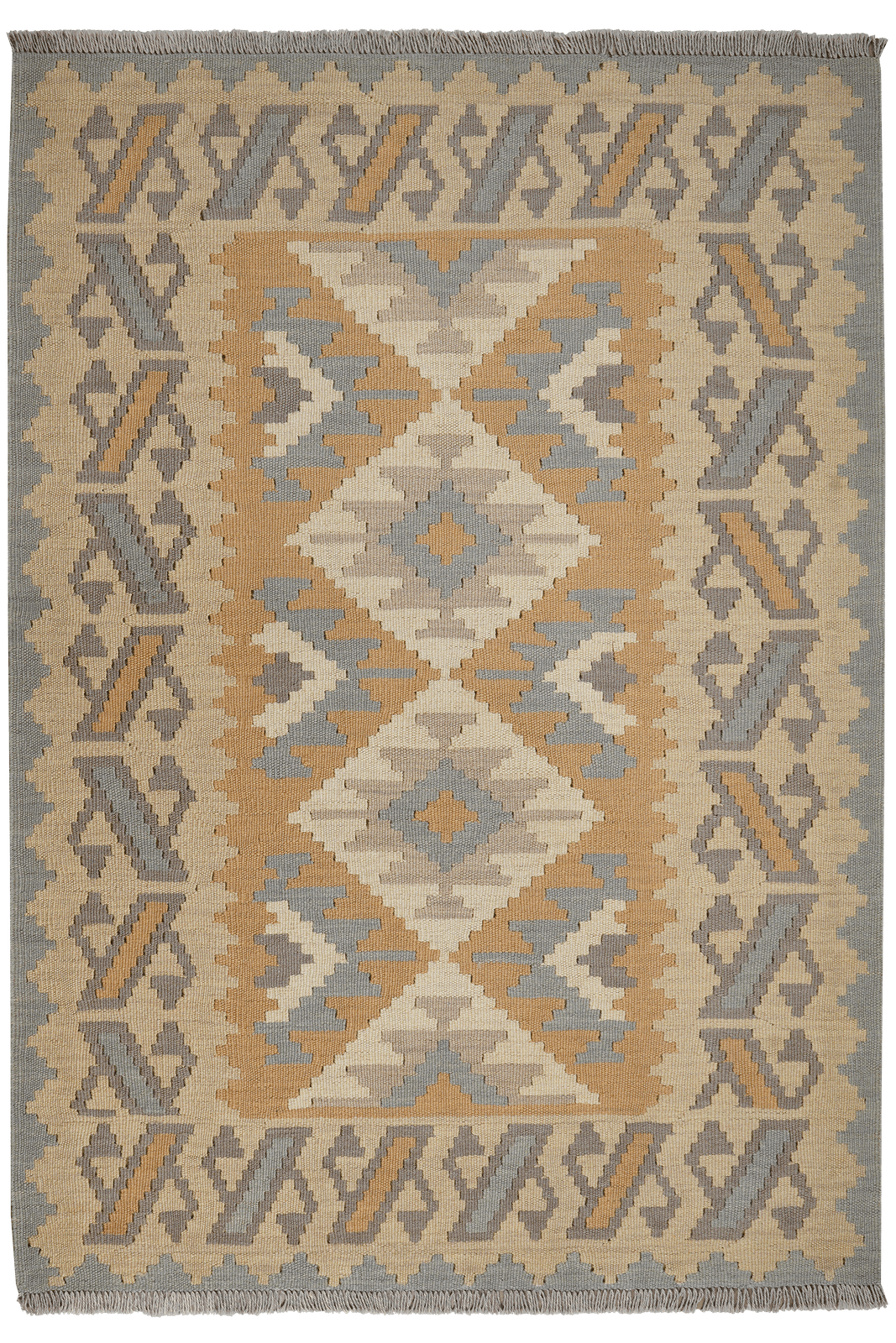 Kelim Gashgai — Handmade, 121x175 cm, Beige, 100% Virgin Wool | Main view