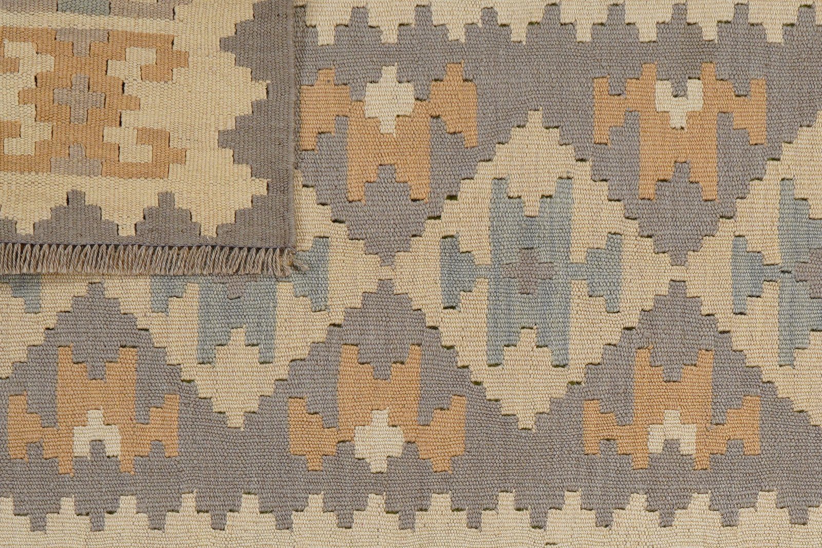 Kelim Gashgai — Handmade, 118x167 cm, Grey, 100% Virgin Wool | View 6