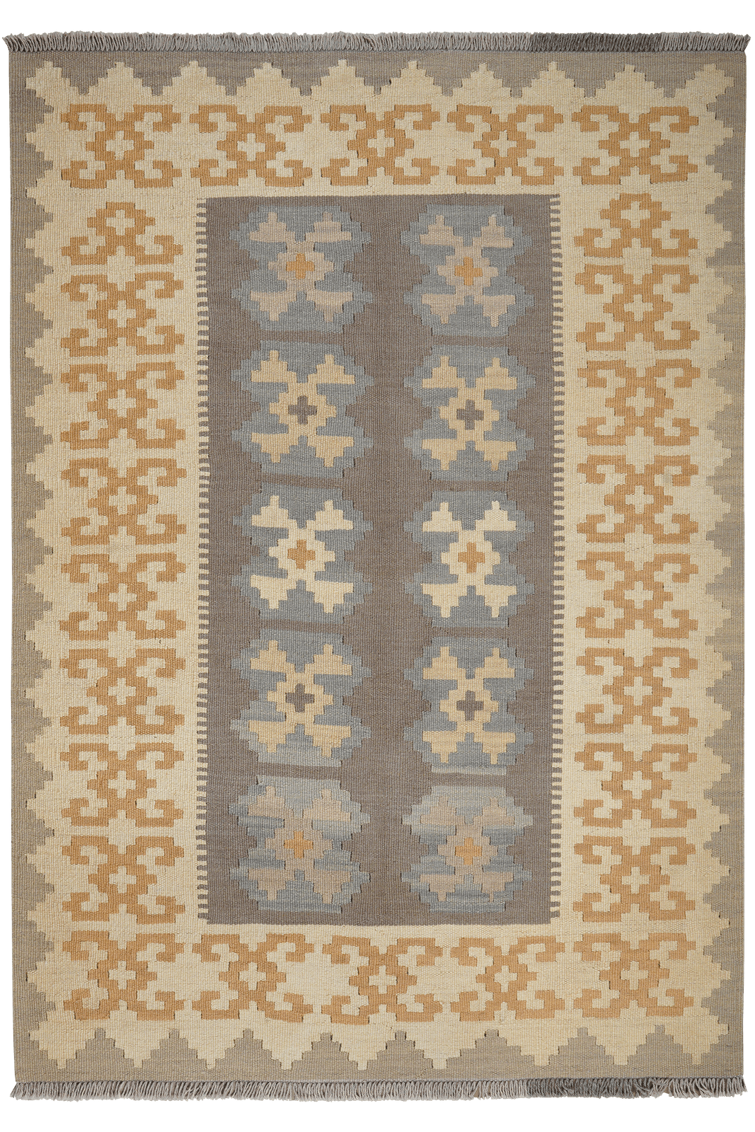 Kelim Gashgai — Handmade, 125x177 cm, Grey, 100% Virgin Wool | Main view