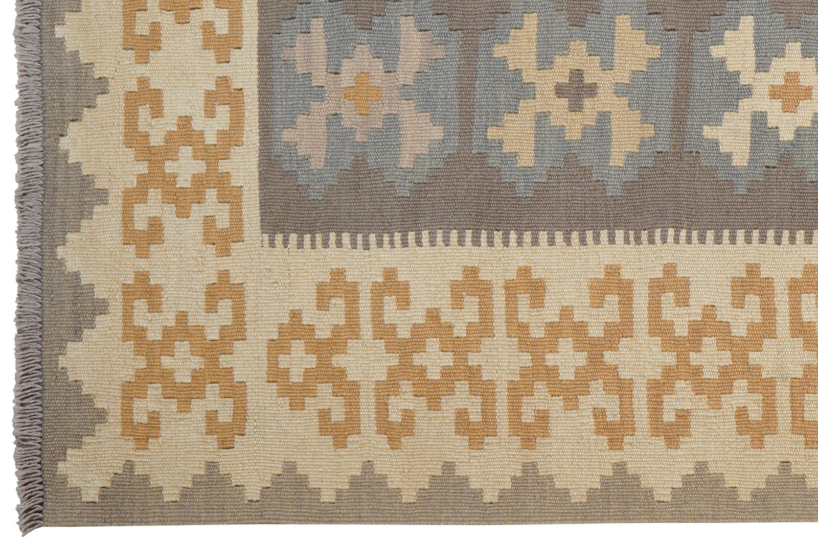 Kelim Gashgai — Handmade, 125x177 cm, Grey, 100% Virgin Wool | View 3