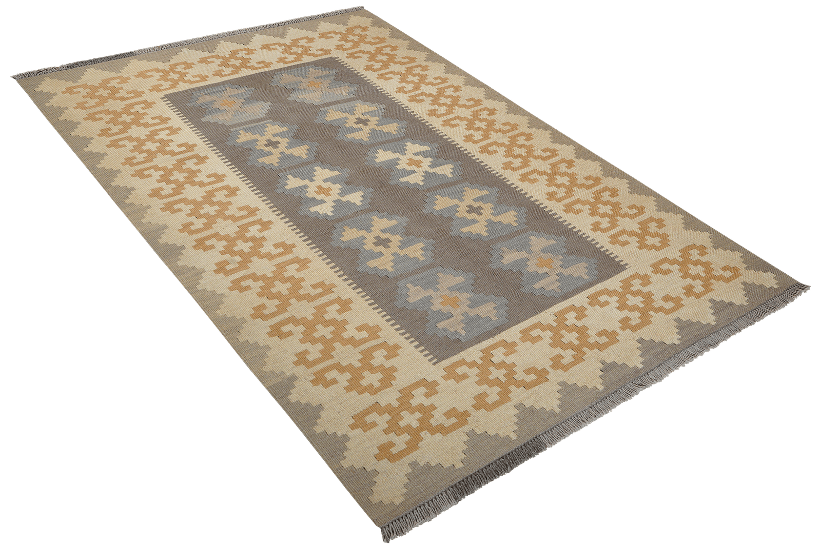 Kelim Gashgai — Handmade, 125x177 cm, Grey, 100% Virgin Wool | View 4