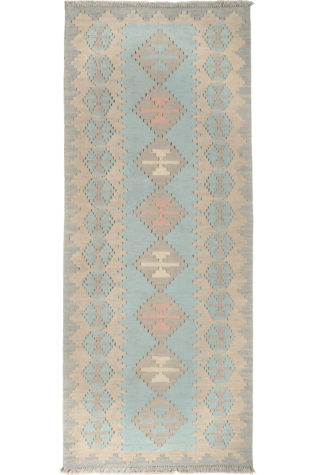 Kelim Gashgai — Handmade, 80x197 cm, Green, 100% Virgin Wool | Main view
