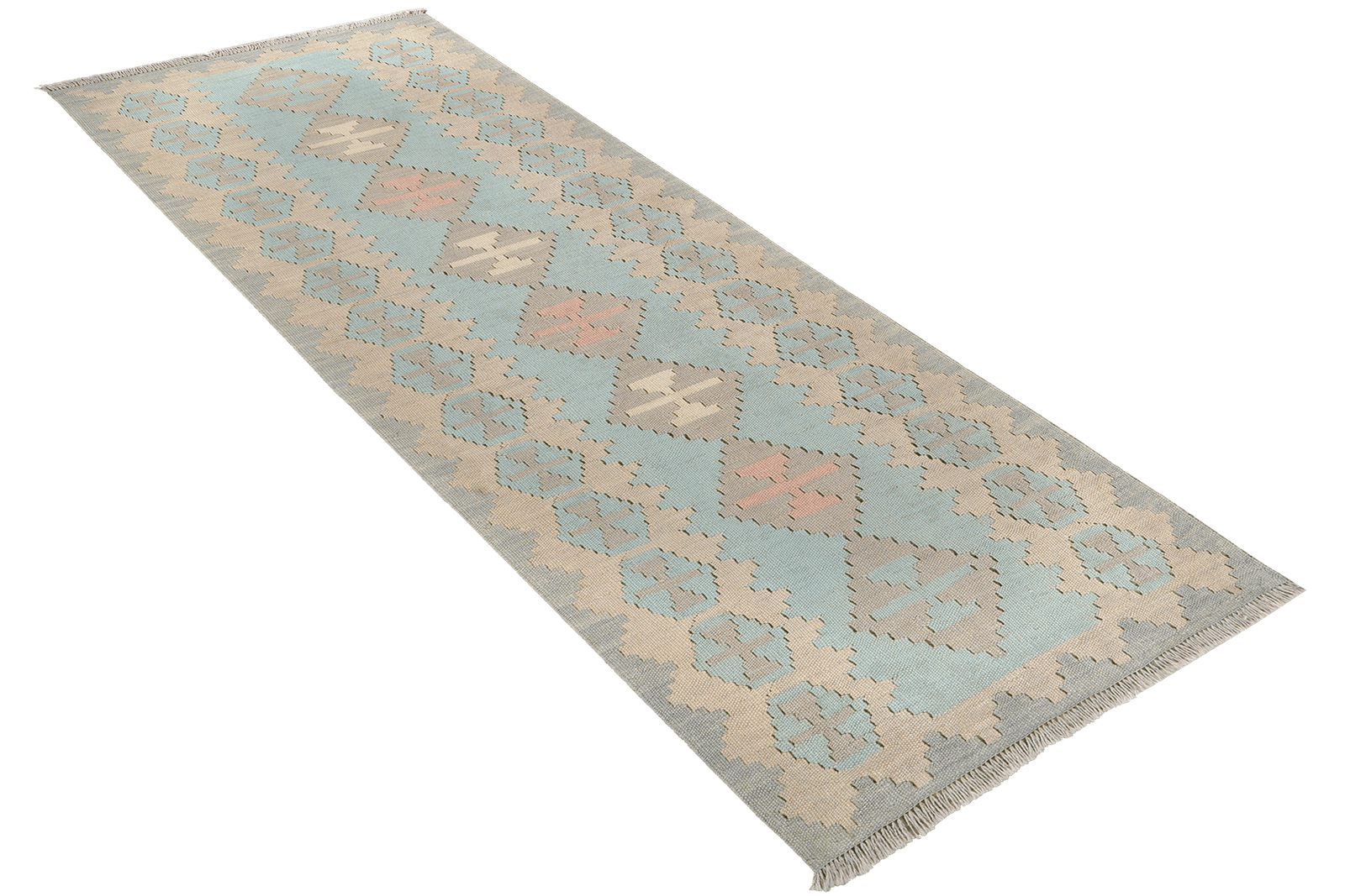 Kelim Gashgai — Handmade, 80x197 cm, Green, 100% Virgin Wool | View 4