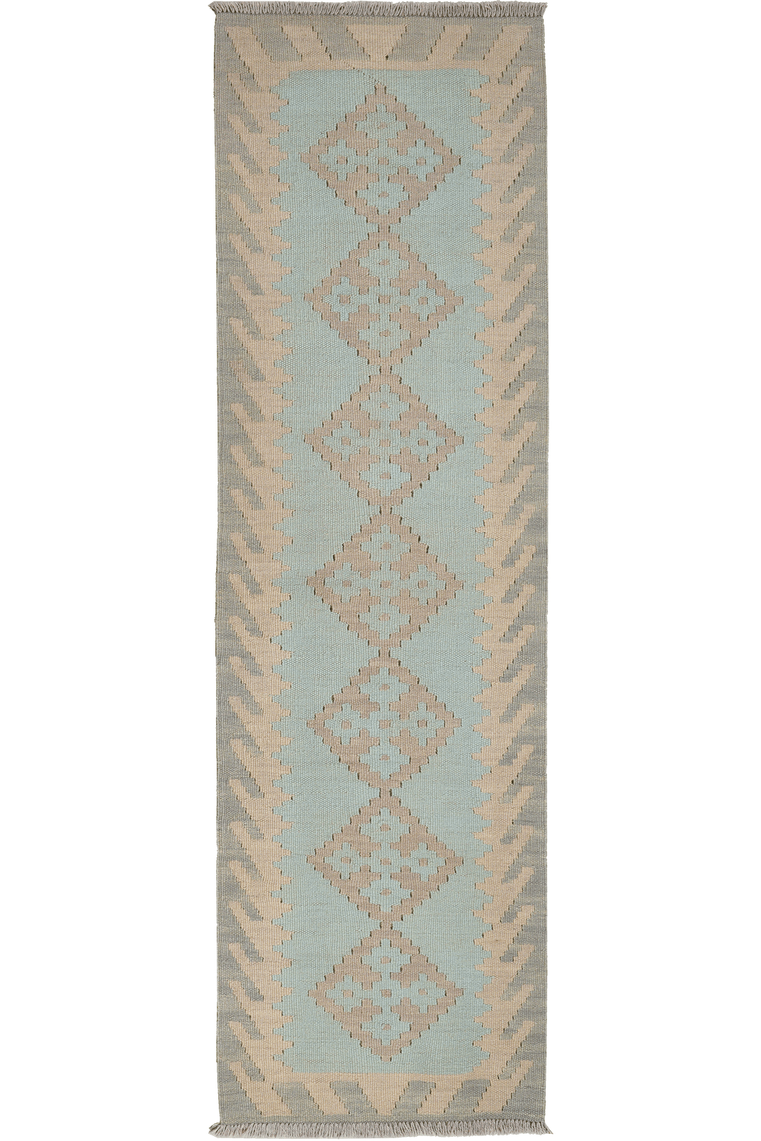 Kelim Gashgai — Handmade, 55x191 cm, Tuerkis, 100% Virgin Wool | Main view