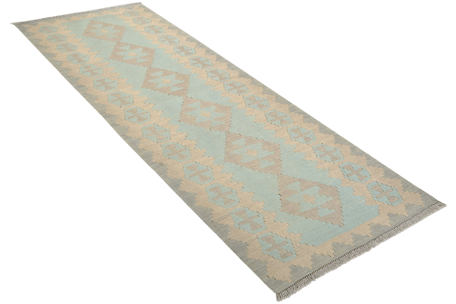 Kelim Gashgai — Handmade, 80x198 cm, Green, 100% Virgin Wool | View 4