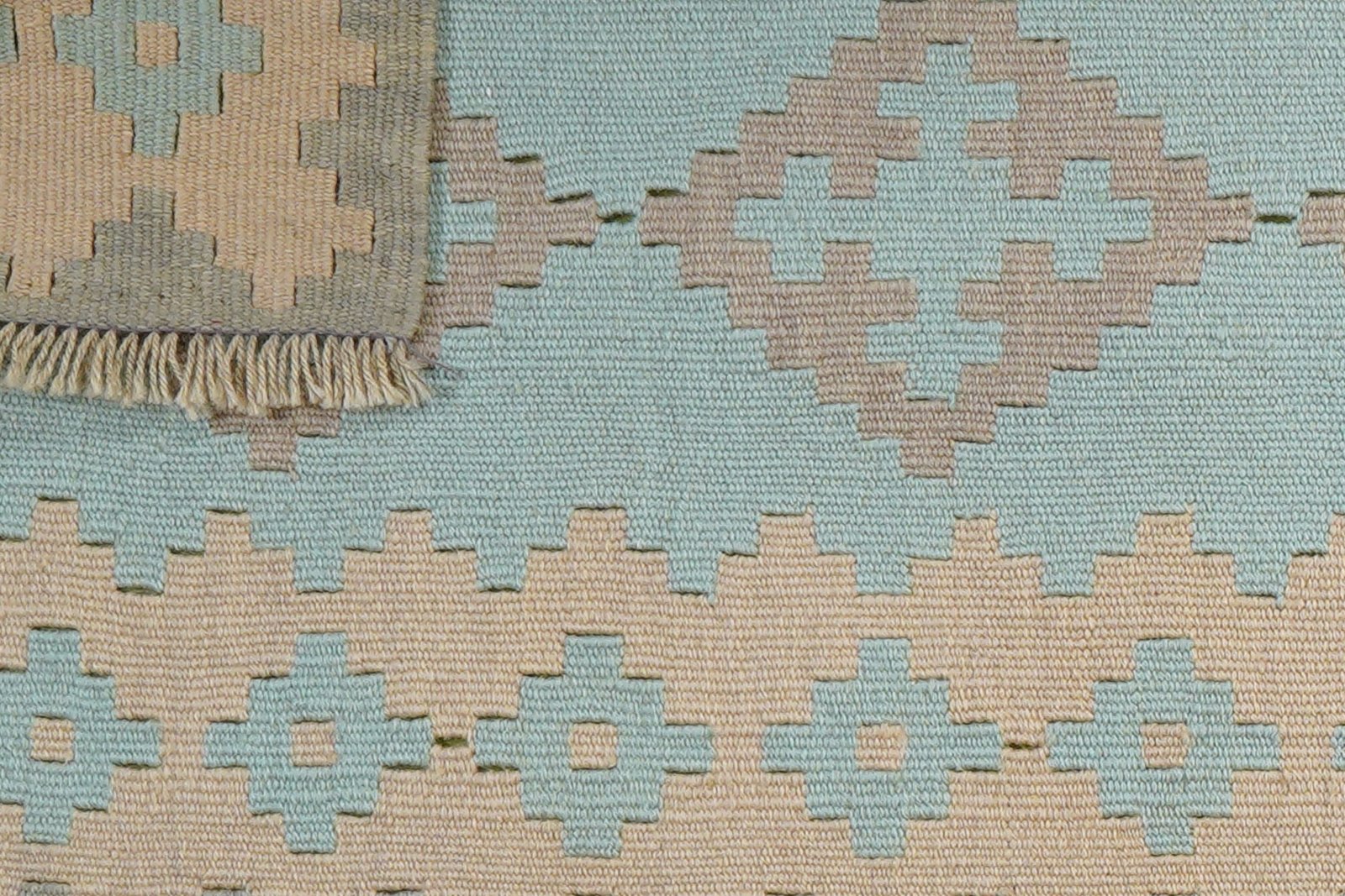 Kelim Gashgai — Handmade, 64x199 cm, Green, 100% Virgin Wool | View 6