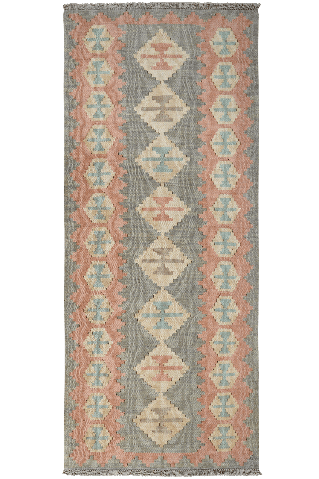 Kelim Gashgai — Handmade, 80x195 cm, Grey, 100% Virgin Wool | Main view