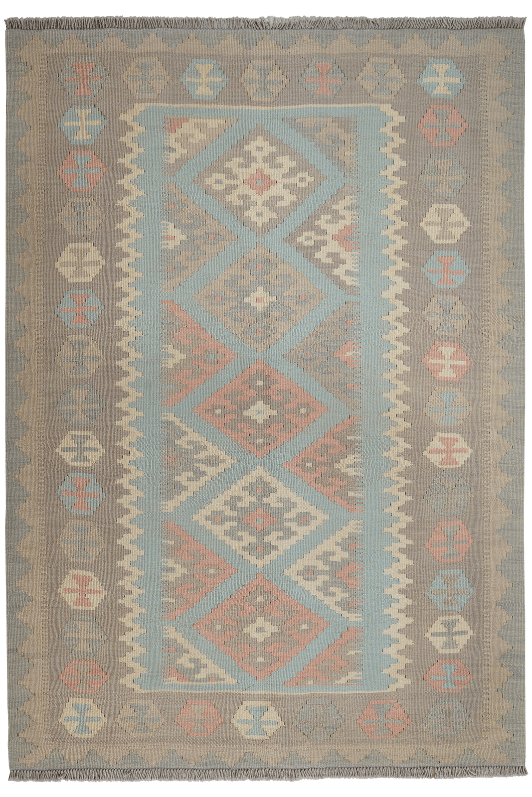 Kelim Gashgai — Handmade, 127x181 cm, Green, 100% Virgin Wool | Main view