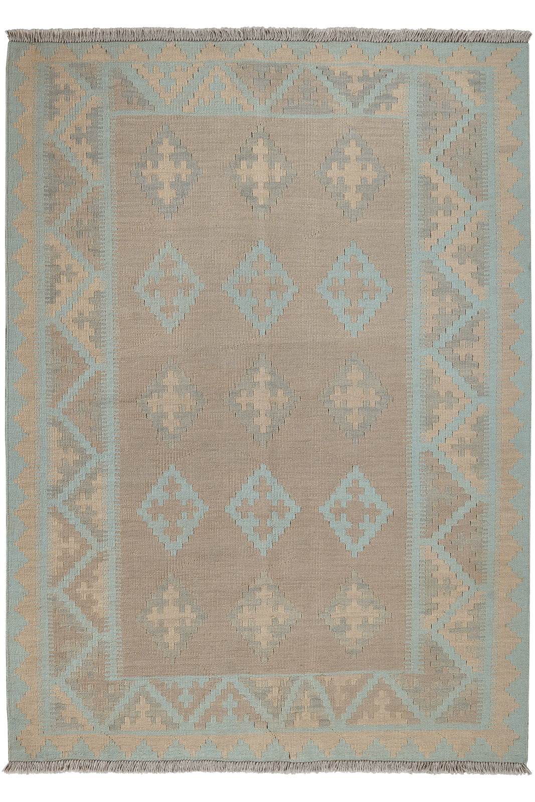 Kelim Gashgai — Handmade, 126x174 cm, Grey, 100% Virgin Wool | Main view