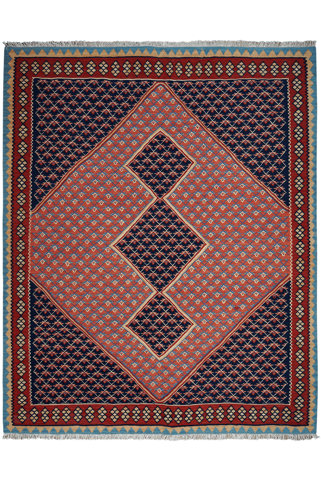 Kelim Senneh — Handmade, 160x200 cm, Red, 100% Virgin Wool | Main view