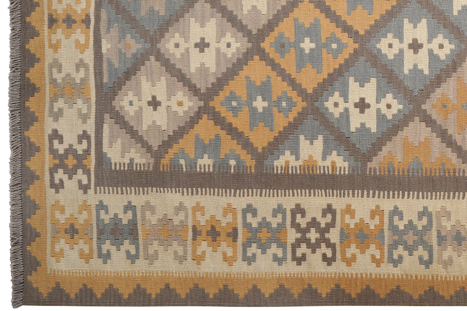 Kelim Gashgai — Handmade, 181x250 cm, Grey, 100% Virgin Wool | View 3