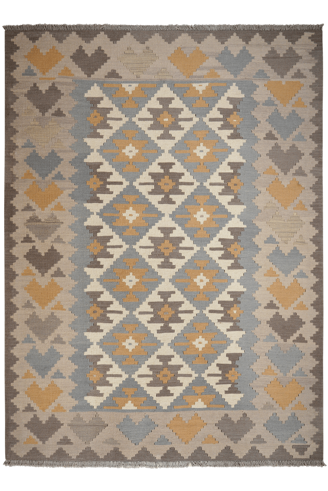 Kelim Gashgai — Handmade, 174x238 cm, Beige, 100% Virgin Wool | Main view