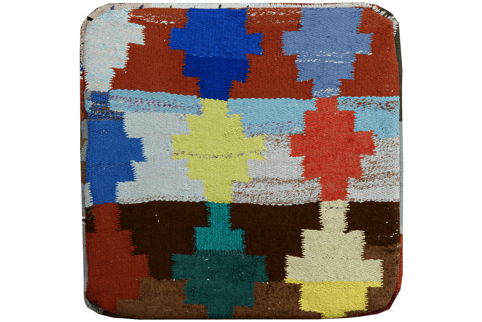 Kelim Pouf — Handmade, 65x65 cm, Multicolor, 100% Virgin Wool | Main view